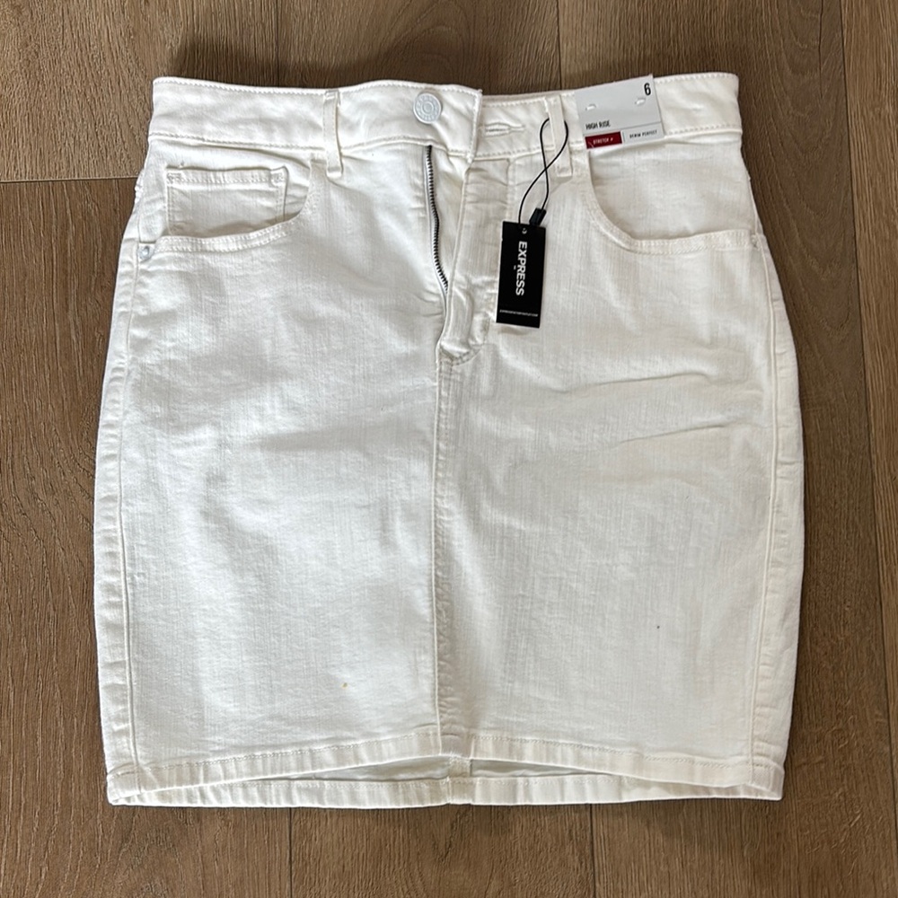 Express White Denim Skirt